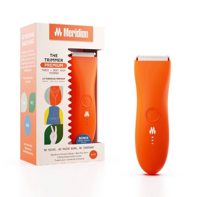 Meridian Trimmer Premium Pubic; Body Hair Trimmer for Men & Women Below-the-Belt Groomer, Ball Trimmer, Bikini Trimmer, Bonus Pouch Blaze - Imperfect Box This is Beauty US
