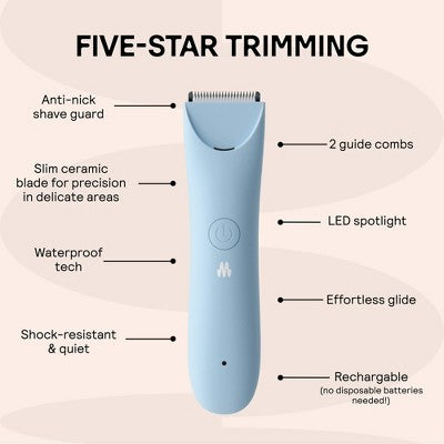 Meridian Slimmer Trimmer, Precision Pubic; Body Hair Trimmer for Women and Men Sky Blue - Imperfect Box This is Beauty US