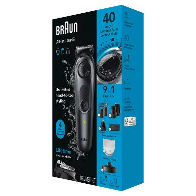 BRAUN ALL-IN-ONE STYLE KIT SERIES 5 AIO5490 RECHARGEABLE 9-IN-1 BODY, BEARD; HAIR TRIMMER - Imperfect Box This is Beauty US