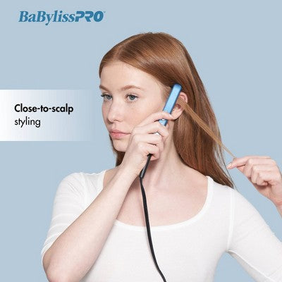 BaBylissPRO Nano Titanium Mini Flat Iron & Pouch Blue - New This is Beauty US