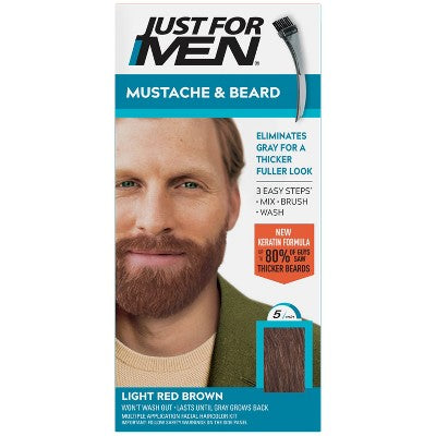 Just For Men Mustache & Beard Coloring for Gray Hair with Brush Included Light Red Brown M27 - New This is Beauty US