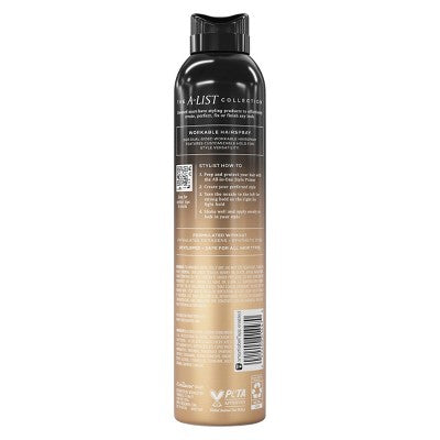 Tresemme A-List Collection Workable Hairspray, Golden Vanilla & Sandalwood Scent 8.5oz - Imperfect Container This is Beauty US