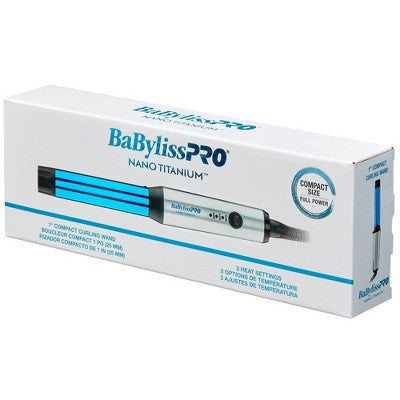 BaBylissPRO Nano Titanium Compact Curling Wand Blue 1" - Imperfect Box This is Beauty US