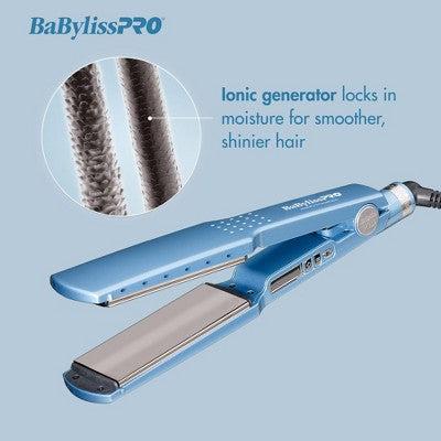 BaBylissPRO Nano Titanium Ionic Straightening Flat Iron Blue - Imperfect Box This is Beauty US