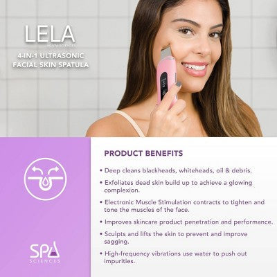 Spa Sciences LELA Ultrasonic Skin Scrubber Spatula Pink - Imperfect Box This is Beauty US
