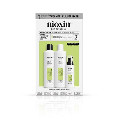 Nioxin System 2 Hair Thickening Natural & Untreated Hair Shampoo & Conditioner Kit 3ct - New This is Beauty US