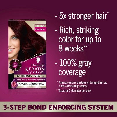 Schwarzkopf Keratin Permanent Hair Color Ruby Noir 2.08 fl oz - New This is Beauty US