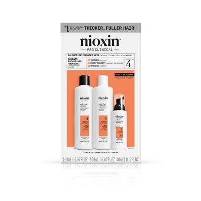 Nioxin System 4 Hair Thickening Colored & Damaged Hair Shampoo & Conditioner Kit 3ct - New This is Beauty US