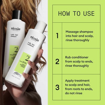 Nioxin System 2 Hair Thickening Natural & Untreated Hair Shampoo & Conditioner Kit 3ct - New This is Beauty US