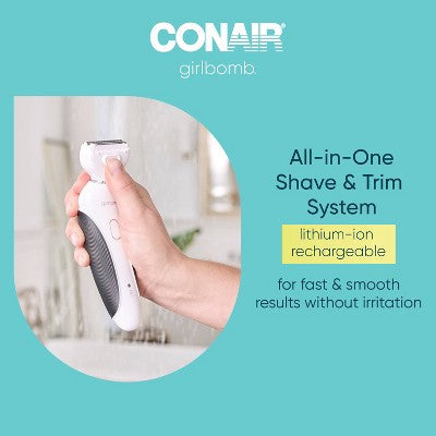 Conair Girlbomb Wet and Dry Cordless Rechargeable Foil Body Shaver 5pc - Imperfect Box This is Beauty US
