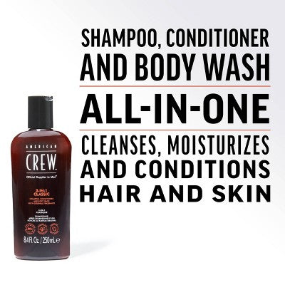 American Crew 3-in-1 Shampoo, Conditioner and Body Wash 15.2 fl oz - Imperfect Container This is Beauty US