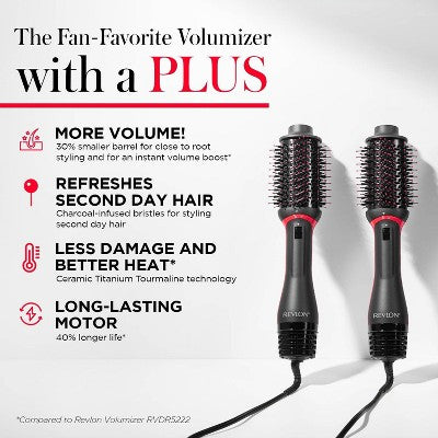 Revlon One-Step Volumizer PLUS Hair Dryer and Hot Air Brush  Black - Imperfect Box This is Beauty US