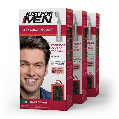 Just For Men Easy CombIn Color Gray Hair Coloring Dark Brown A45 3pk - New This is Beauty US
