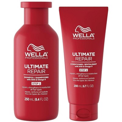 Wella ULTIMATE REPAIR Shampoo & Conditioner Kit with AHA & Omega-9 Duo Set - Imperfect Container This is Beauty US