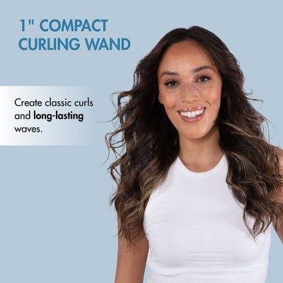 BaBylissPRO Nano Titanium Compact Curling Wand Blue 1" - Imperfect Box This is Beauty US