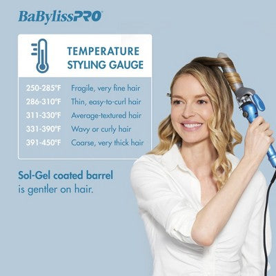 BaBylissPRO Nano Titanium Spring Curling Iron Blue 1.5" - Imperfect Box This is Beauty US