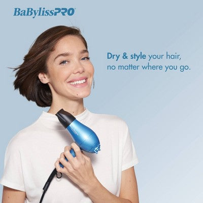 BaBylissPRO Nano Titanium Travel Hair Dryer Blue 1000W - New This is Beauty US