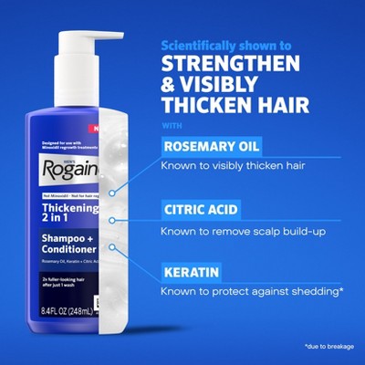Rogaine 2-in-1 Thickening Shampoo and Conditioner Hair Regrowth Treatment Cream 8.4 fl oz - New This is Beauty US