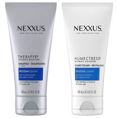 Nexxus Shampoo and Conditioner Set Therappe & Humectress Ultimate Moisture for Dry Hair with Elastin Protein and Green Caviar 10.2 fl oz/ 2ct - Imperfect Box This is Beauty US