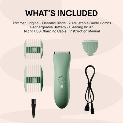 Meridian Trimmer Original Pubic & Body Hair Trimmer for Men & Women, Below-the-Belt Groomer, Ball Trimmer, Bikini Trimmer Sage - Imperfect Box This is Beauty US