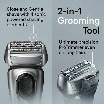 BRAUN SERIES 8-8567CC RECHARGEABLE WET & DRY SHAVER + SMARTCARE CENTER - Imperfect Box This is Beauty US