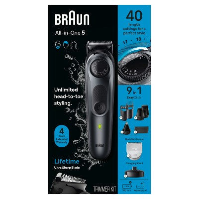 BRAUN ALL-IN-ONE STYLE KIT SERIES 5 AIO5490 RECHARGEABLE 9-IN-1 BODY, BEARD; HAIR TRIMMER - Imperfect Box This is Beauty US