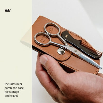 Cremo Beard and Mustache Stainless Steel Shears With Synthetic Leather Carrying Case And Comb For Precise Facial Hair Trimming - New This is Beauty US