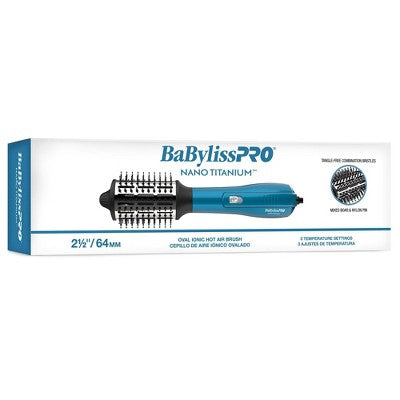 BaBylissPRO Nano Titanium 2.5 Oval Ionic Hot Air Brush Blue 600W - Imperfect Box This is Beauty US