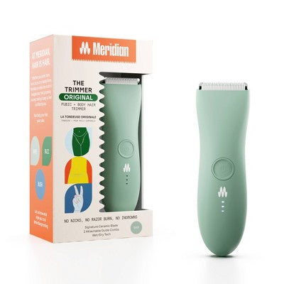Meridian Trimmer Original Pubic & Body Hair Trimmer for Men & Women, Below-the-Belt Groomer, Ball Trimmer, Bikini Trimmer Sage - Imperfect Box This is Beauty US