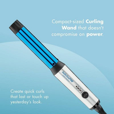 BaBylissPRO Nano Titanium Compact Curling Wand Blue 1" - Imperfect Box This is Beauty US