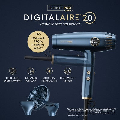 InfinitiPRO by Conair DigitalAIRE Folding Handle Hair Dryer Blue 1875 Watts - Imperfect Box This is Beauty US