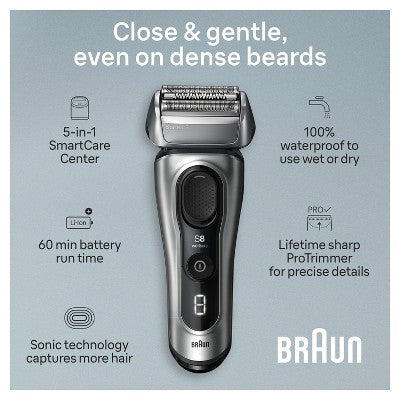 BRAUN SERIES 8-8567CC RECHARGEABLE WET & DRY SHAVER + SMARTCARE CENTER - Imperfect Box This is Beauty US
