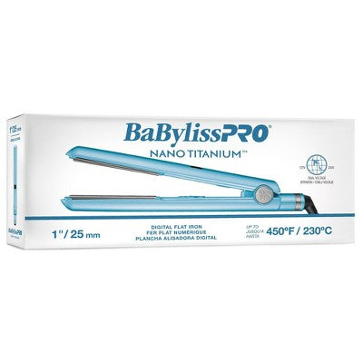 BaBylissPRO Nano Titanium Digital Straightening Flat Iron Blue 1" - Missing Box This is Beauty US