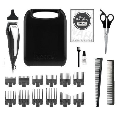 Wahl Chrome Cut Corded Electric Hair Clipper Kit with Self Sharpening Blades and 12 Haircutting Attachment Guards - Imperfect Box This is Beauty US