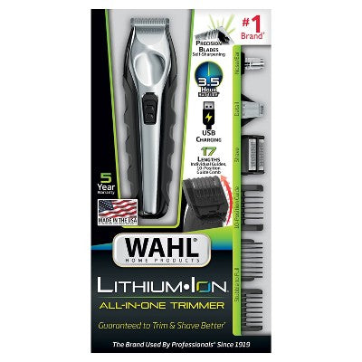 Wahl Lithium Ion All In One Cordless Rechargeable Electric Beard Trimmer, Shaver, Detailer, Nose Trimmer - Imperfect Box This is Beauty US