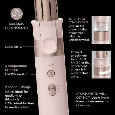InfinitiPRO by Conair DigitalAIRE Multi-Attachment Styling System Rose Pink  1.25" - Imperfect Box This is Beauty US