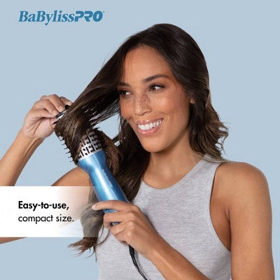 BaBylissPRO Nano Titanium Compact Hot Air Straightening Brush Blue - New This is Beauty US