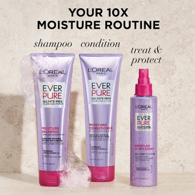 L'Oreal Paris EverPure Moisture Rosemary Oil Shampoo for Dry Hair 23 fl oz - Imperfect Container This is Beauty US