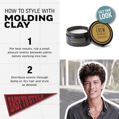 American Crew Men's Strong Hold and Medium Shine Hair Styling Molding Clay 3oz - New This is Beauty US