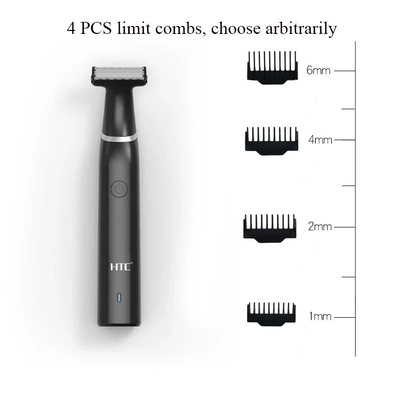 HTC Men's Electric Groin Hair Trimmer Pubic Hair Trimmer Body Grooming Clipper for Men Bikini Epilator Rechargeable Shaver Razor WTN Essentials