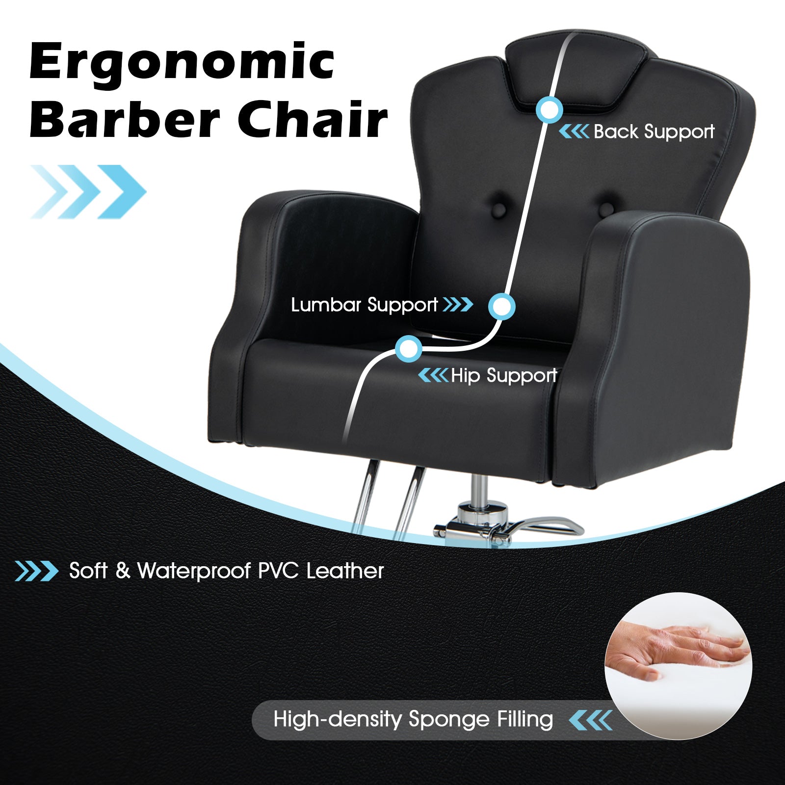 Heavy Duty Salon Chair with 360 Degrees Swivel-Black DirectDeals