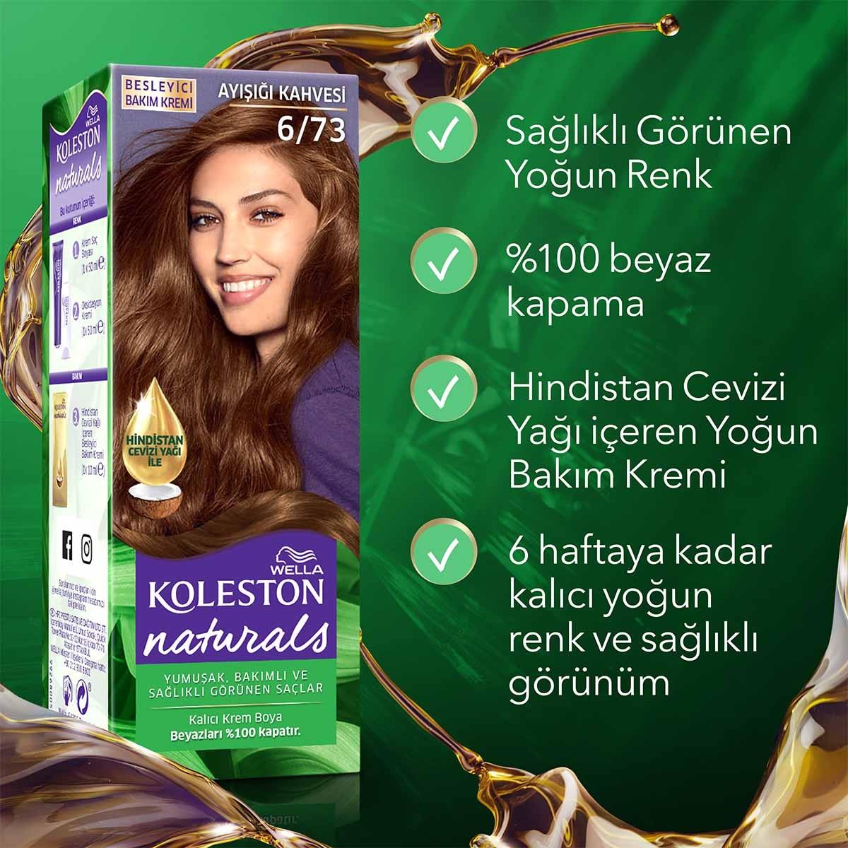 Wella Koleston Naturals Permanent Hair Dye with Coconut Oil - 6/73 Moonlight Brown Beauty Care Bag