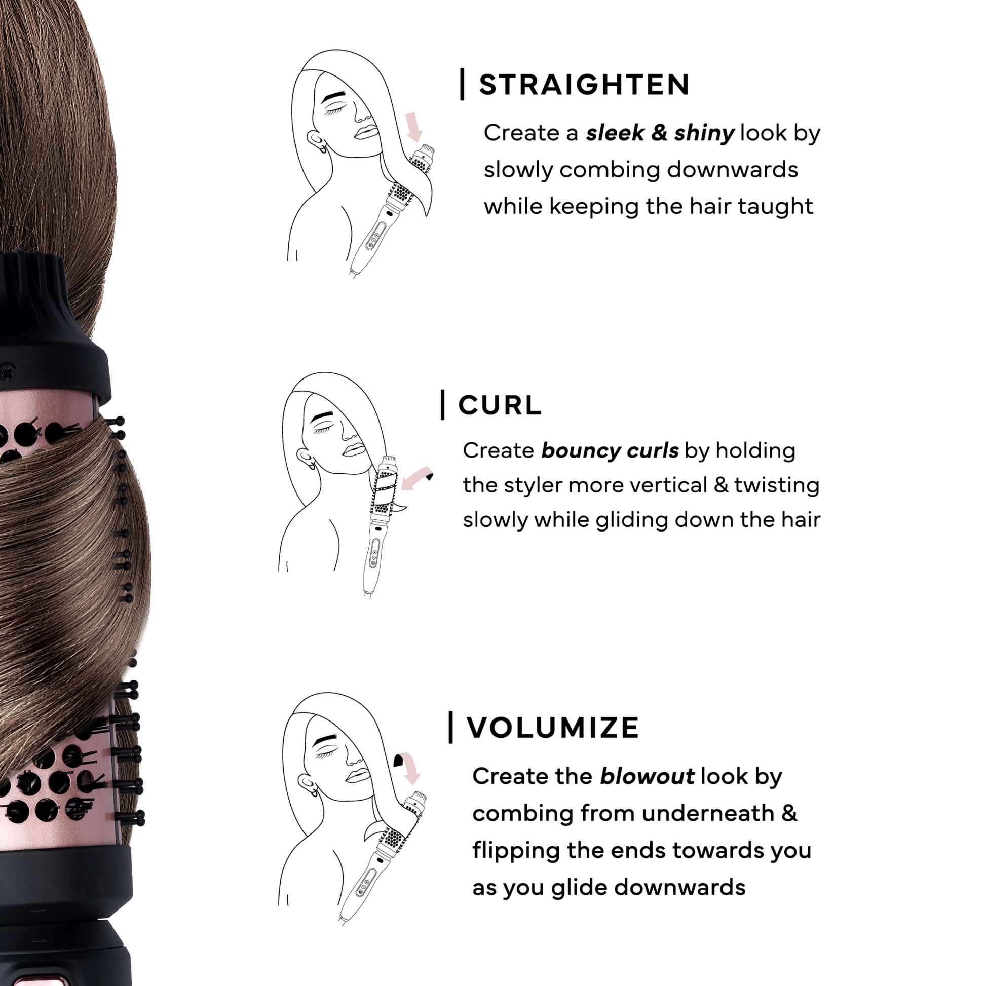 Hot & Hotter 3 in 1  Ceramic Hot Styling Brush Set, 1 Count, Black Annie International, Inc.