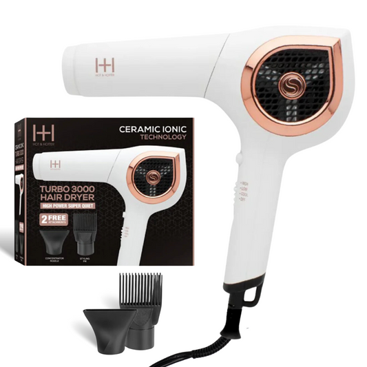 Hot & Hotter Ceramic Ionic Turbo 3000 Hair Dryer, 1 Count, White Annie International, Inc.