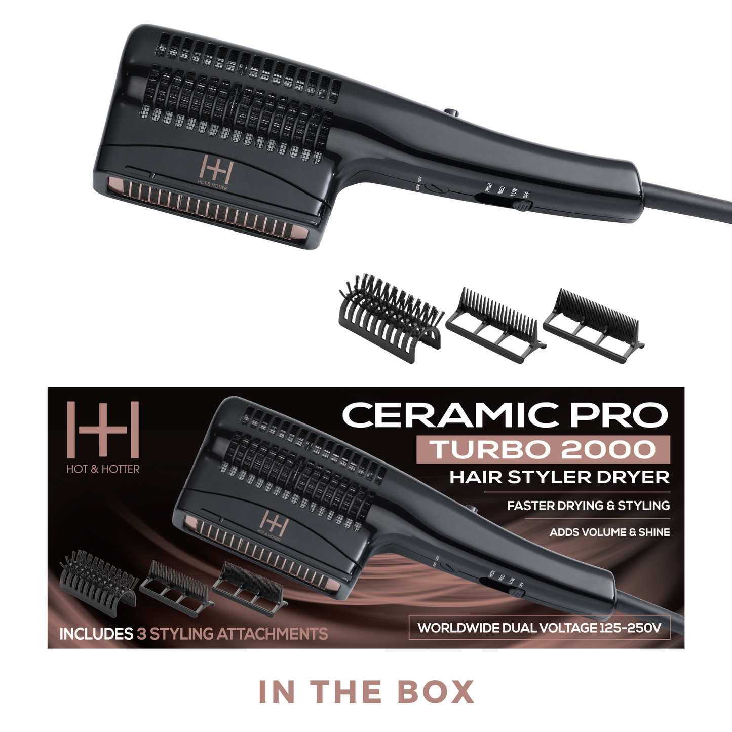 Hot & Hotter Ceramic Pro Turbo Hair Styler Dryer, 1 Count, Black Annie International, Inc.