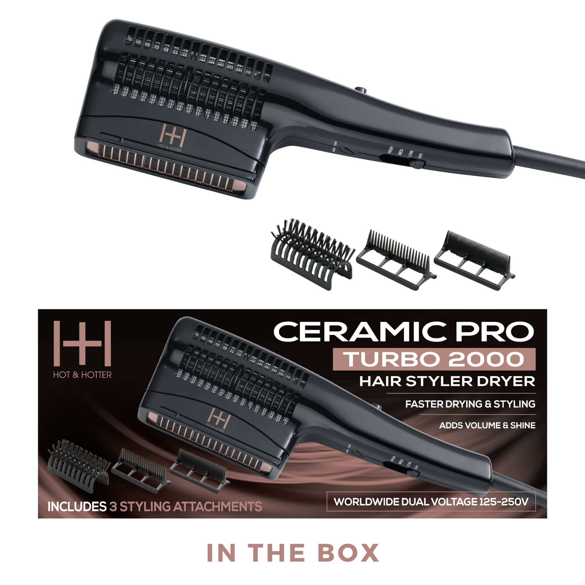 Hot & Hotter Ceramic Pro Turbo Hair Styler Dryer, 1 Count, Black Annie International, Inc.