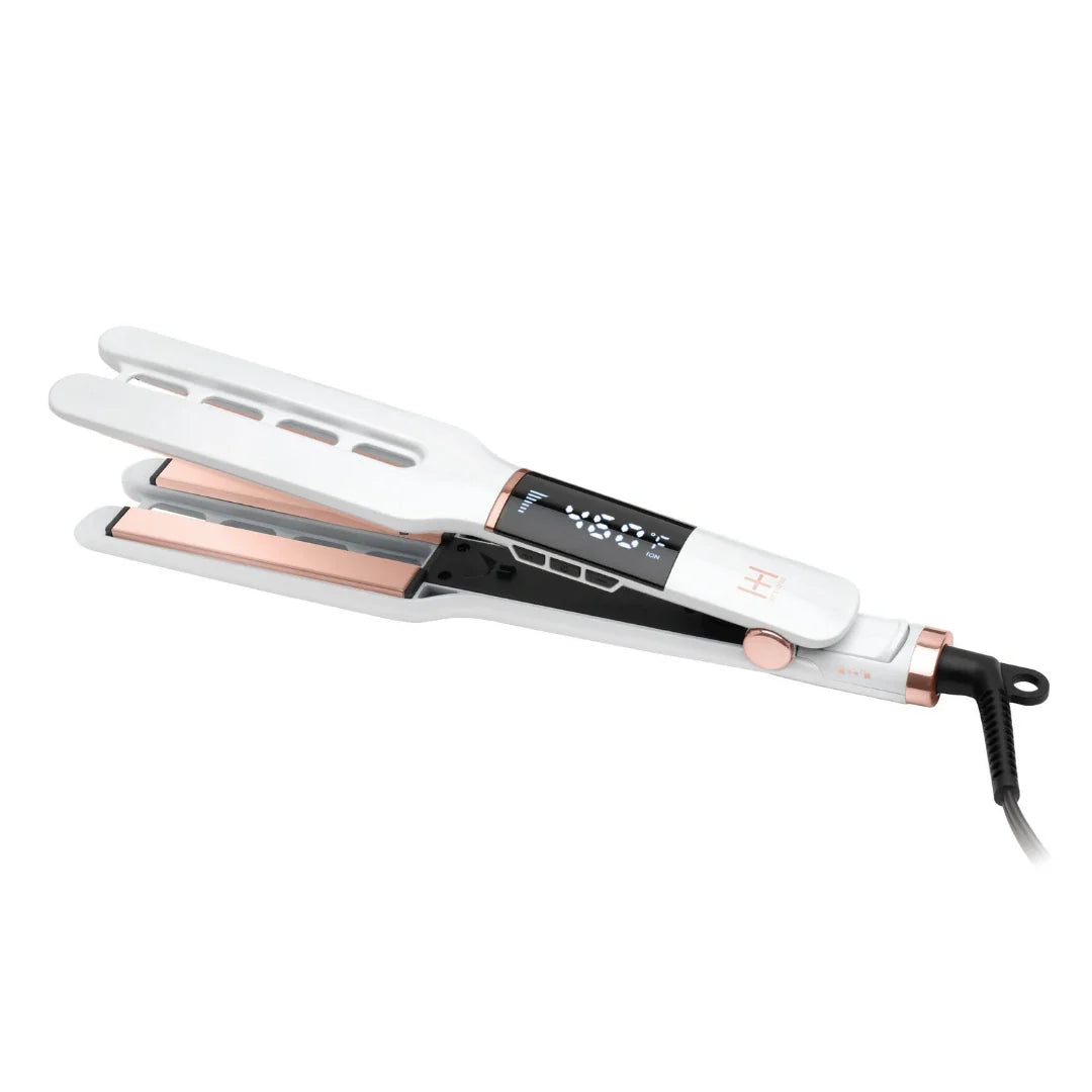 Hot & Hotter Dual Plate Digital Ceramic Flat Iron 1/2in, 1 Count Hair Straightener, White Annie International, Inc.