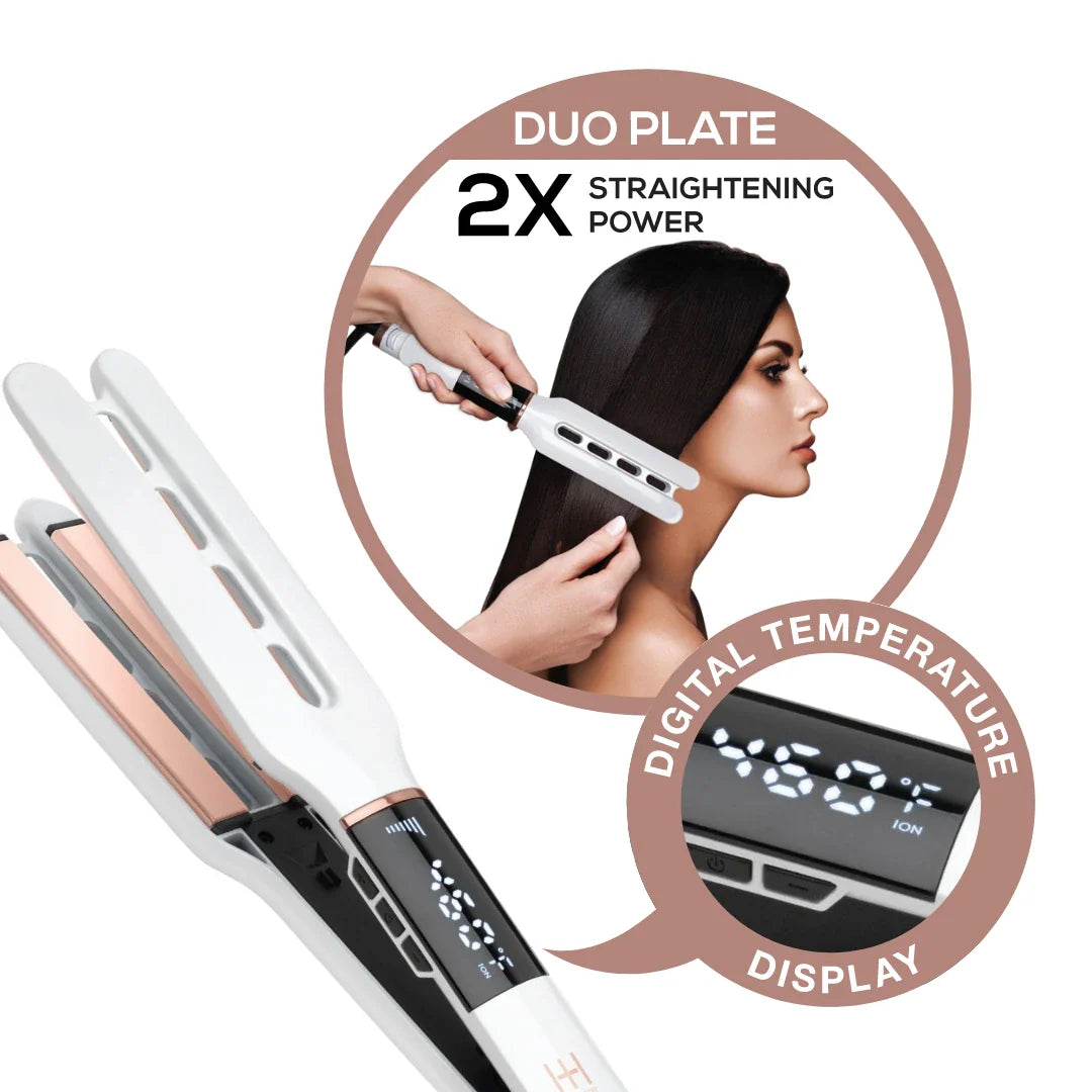 Hot & Hotter Dual Plate Digital Ceramic Flat Iron 1/2in, 1 Count Hair Straightener, White Annie International, Inc.