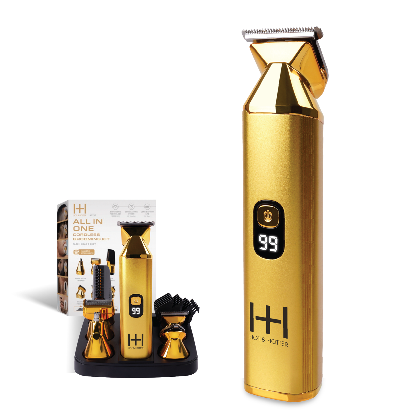 Hot & Hotter All-In-One Cordless Grooming Trimmer Kit, 1 Count, Gold Annie International, Inc.
