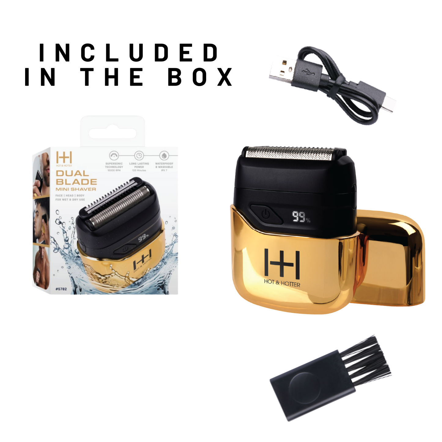 Hot & Hotter Dual Blade Mini Shaver, 1 Count Foil Electric Razor, Gold Annie International, Inc.